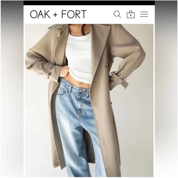 OAK + FORT Oversized Trench Coat in Brindle - Picture 3 of 11